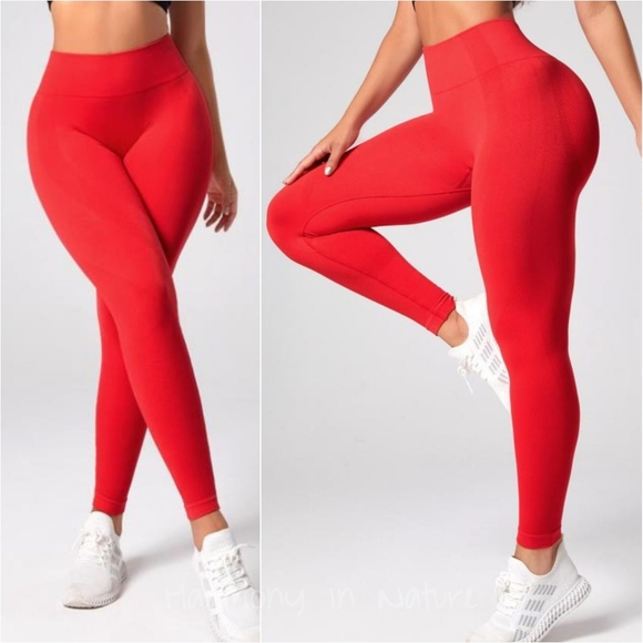 Velocity High Waist Sport Leggings - Red - Picture 2 of 5